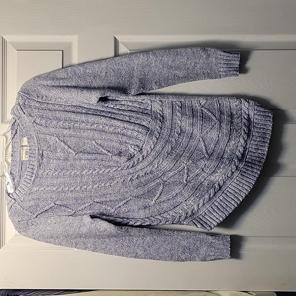 Women's blue asymmetrical sweater. Size small. Cato brand